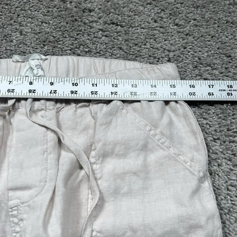 Nicole Miller 100% Linen Cargo Pants Utility Joggers Beige Lagenlook Medium - Picture 6 of 10